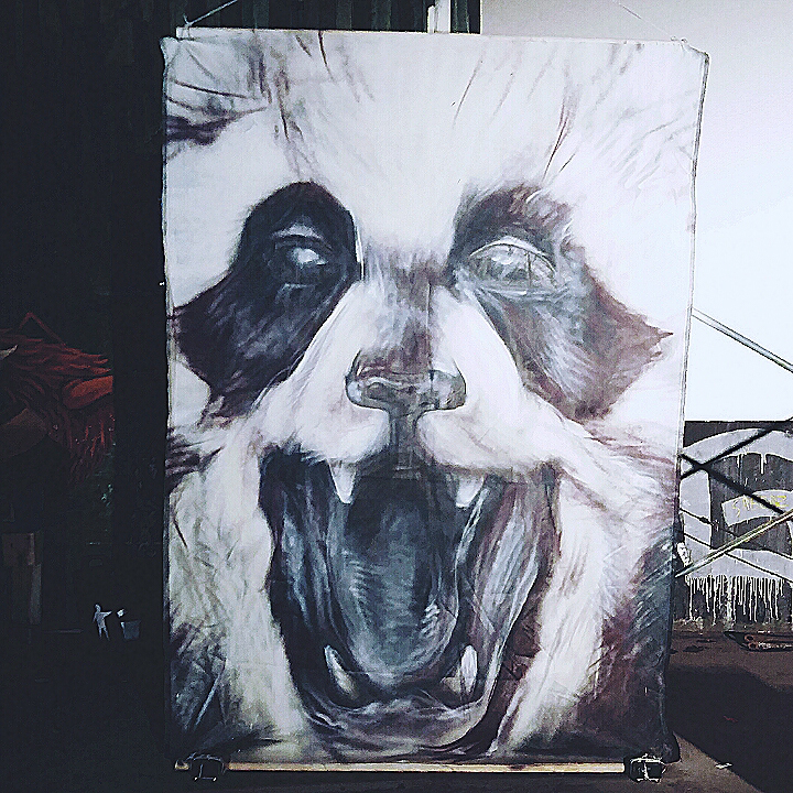 Miguel Mazarío Panda Live Painting Graffiti Organic Roots Mercado de la Cebada