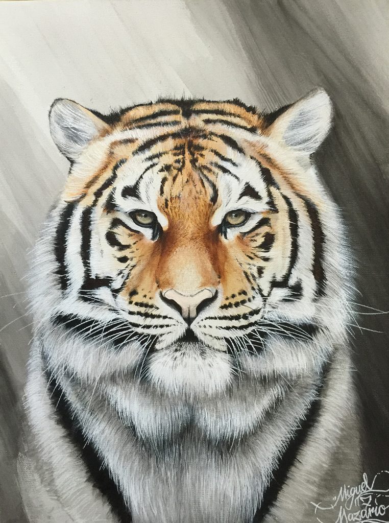 Miguel Mazarío Tiger on canvas Acrylic